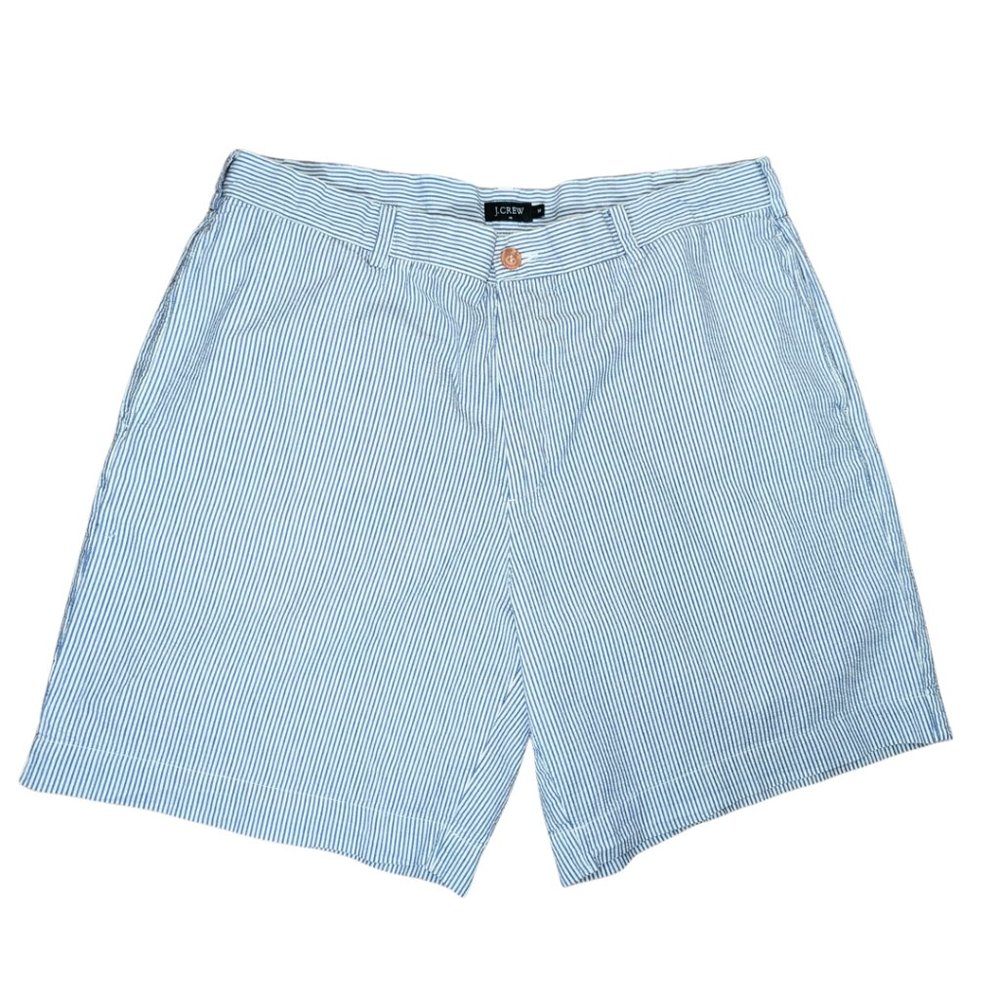 J.Crew Seersucker Striped Shorts Size 38 Cotton Lightweight Blue & White Casual - Picture 2 of 7